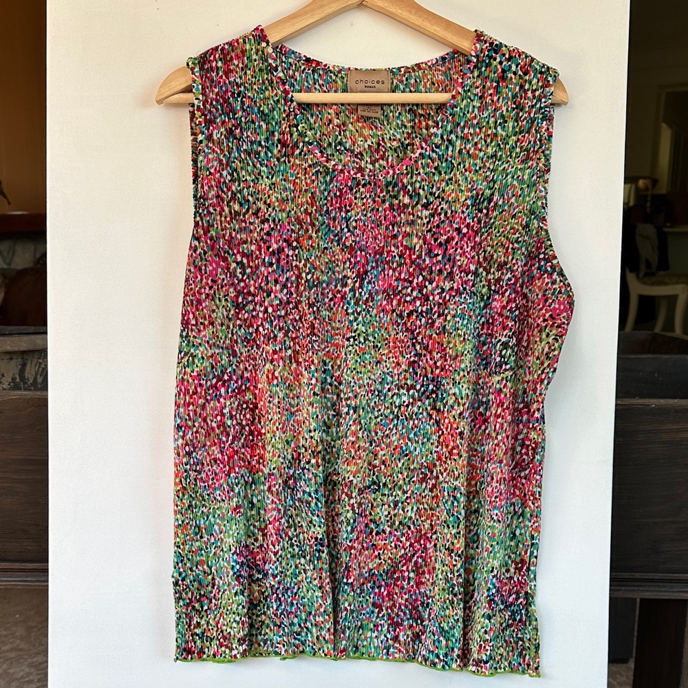 Choices Colorful Sleeveless Top 2x textured